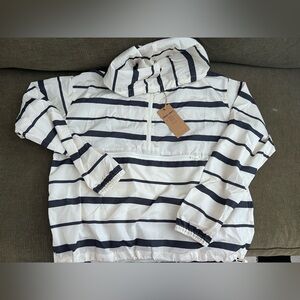 Thread & Supply black and white striped windbreaker size Large